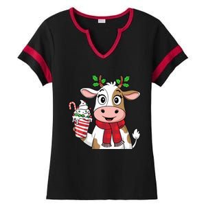 Funny Reindeer Cute Christmas Holiday Xmas Ladies Halftime Notch Neck Tee