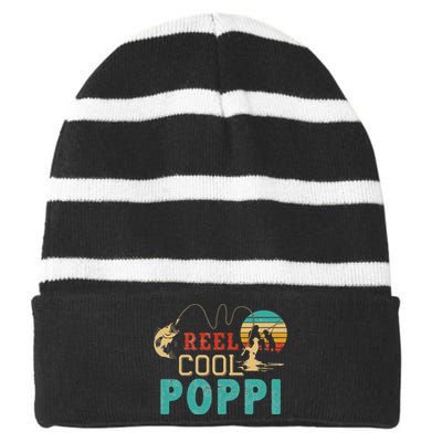 Fishing Reel Cool Poppi Father’s day gift Fisherman Poppi Striped Beanie with Solid Band