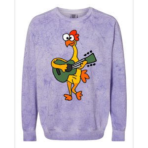 Funny Rubber Chicken Playing Guitar Colorblast Crewneck Sweatshirt