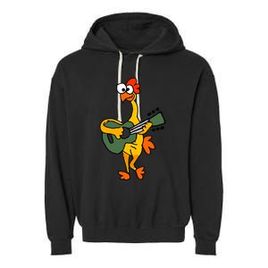 Funny Rubber Chicken Playing Guitar Garment-Dyed Fleece Hoodie