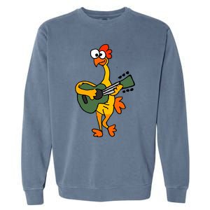 Funny Rubber Chicken Playing Guitar Garment-Dyed Sweatshirt