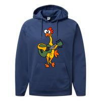 Funny Rubber Chicken Playing Guitar Performance Fleece Hoodie