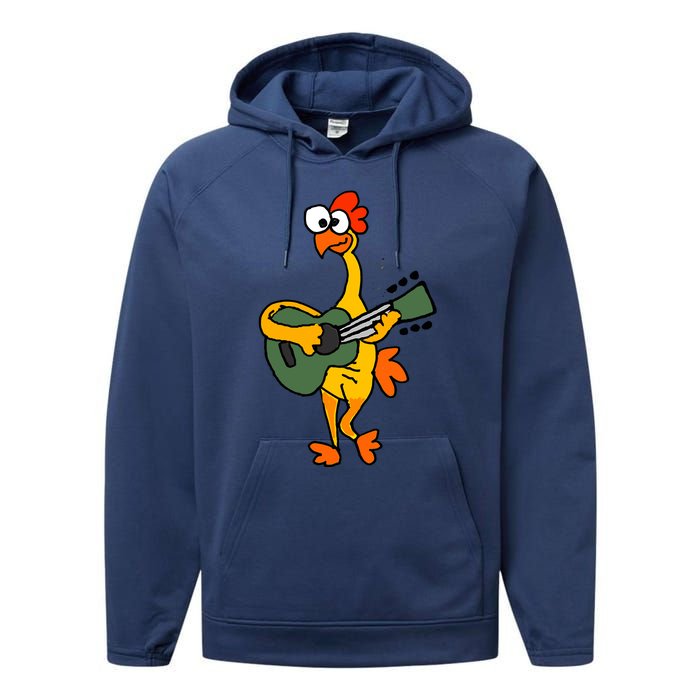 Funny Rubber Chicken Playing Guitar Performance Fleece Hoodie