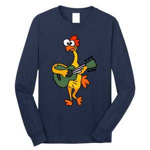 Funny Rubber Chicken Playing Guitar Long Sleeve Shirt