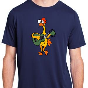 Funny Rubber Chicken Playing Guitar Adult ChromaSoft Performance T-Shirt