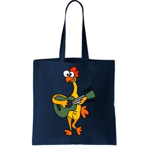 Funny Rubber Chicken Playing Guitar Tote Bag