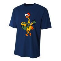 Funny Rubber Chicken Playing Guitar Performance Sprint T-Shirt