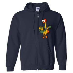 Funny Rubber Chicken Playing Guitar Full Zip Hoodie