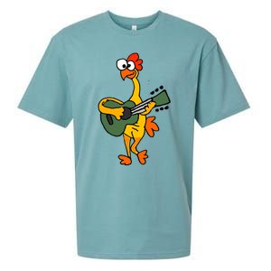 Funny Rubber Chicken Playing Guitar Sueded Cloud Jersey T-Shirt