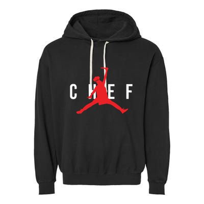 Funny Restaurant Chef Jumping Chef Knife Garment-Dyed Fleece Hoodie