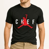 Funny Restaurant Chef Jumping Chef Knife Cooling Performance Crew T-Shirt