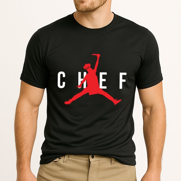 Funny Restaurant Chef Jumping Chef Knife Cooling Performance Crew T-Shirt