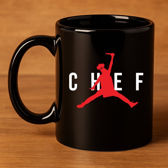 Funny Restaurant Chef Jumping Chef Knife 11oz C Handle Ceramic Mug