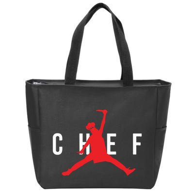Funny Restaurant Chef Jumping Chef Knife Zip Tote Bag