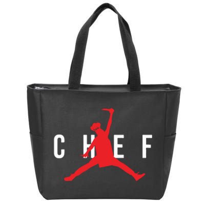 Funny Restaurant Chef Jumping Chef Knife Zip Tote Bag