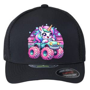 Funny Retro Cute Unicorn Monster Truck Flexfit Unipanel Trucker Cap