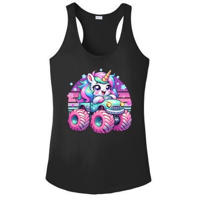 Funny Retro Cute Unicorn Monster Truck Ladies PosiCharge Competitor Racerback Tank