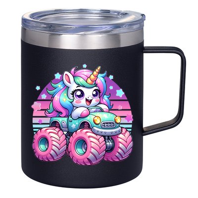 Funny Retro Cute Unicorn Monster Truck 12oz Stainless Steel Coffee Mug