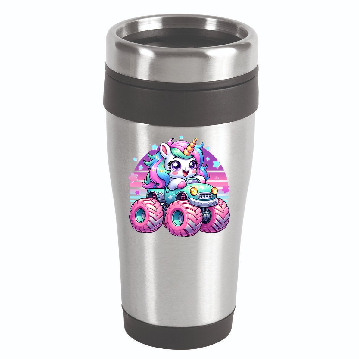 Funny Retro Cute Unicorn Monster Truck 16oz Travel Tumbler