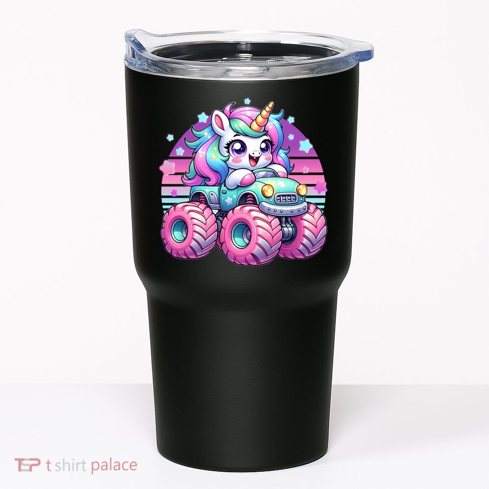 Funny Retro Cute Unicorn Monster Truck Tumbler