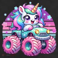 Funny Retro Cute Unicorn Monster Truck Trucker Hat