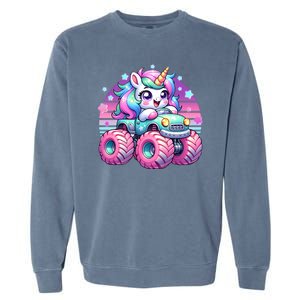 Funny Retro Cute Unicorn Monster Truck Garment-Dyed Sweatshirt