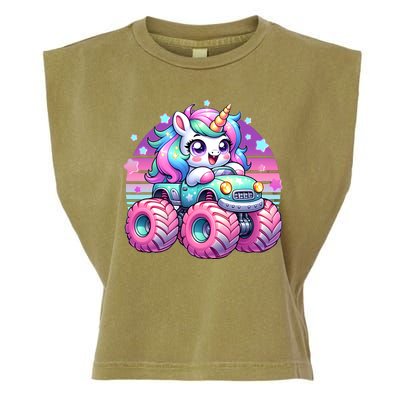 Funny Retro Cute Unicorn Monster Truck Garment-Dyed Women's Muscle Tee