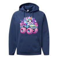 Funny Retro Cute Unicorn Monster Truck Performance Fleece Hoodie