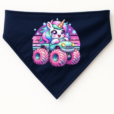 Funny Retro Cute Unicorn Monster Truck USA-Made Doggie Bandana