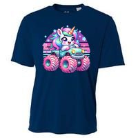 Funny Retro Cute Unicorn Monster Truck Cooling Performance Crew T-Shirt