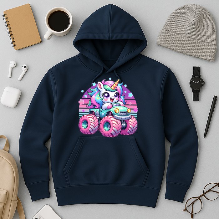 Funny Retro Cute Unicorn Monster Truck Hoodie