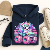 Funny Retro Cute Unicorn Monster Truck Hoodie