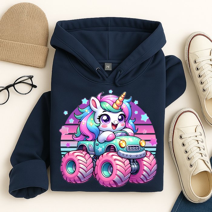Funny Retro Cute Unicorn Monster Truck Hoodie