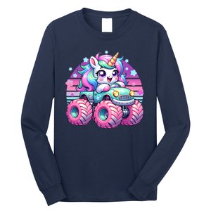 Funny Retro Cute Unicorn Monster Truck Long Sleeve Shirt