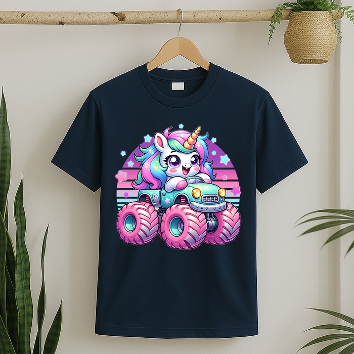 Funny Retro Cute Unicorn Monster Truck T-Shirt