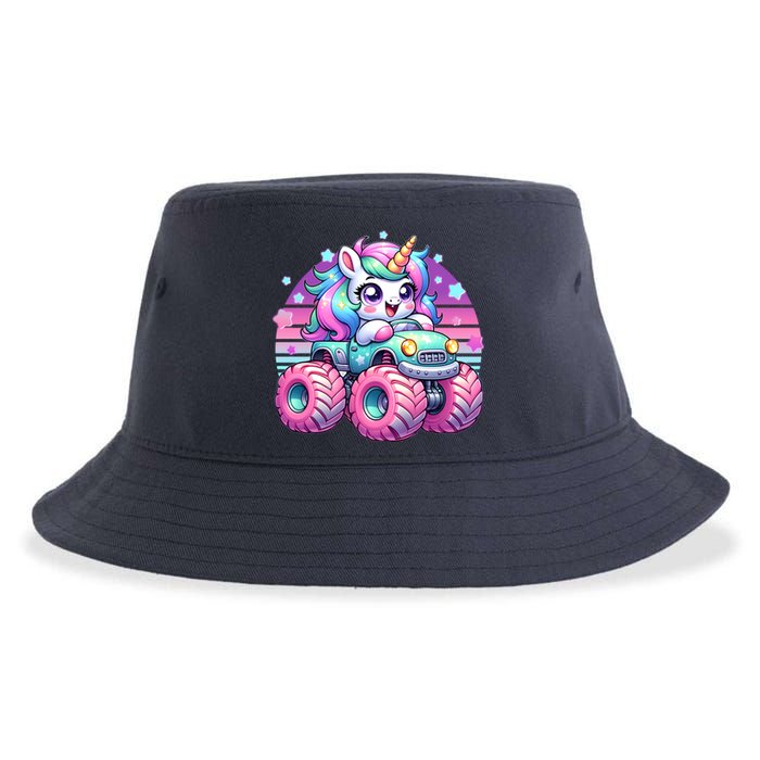 Funny Retro Cute Unicorn Monster Truck Sustainable Bucket Hat