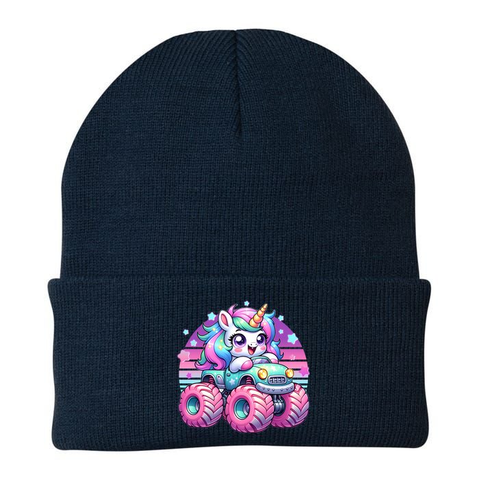 Funny Retro Cute Unicorn Monster Truck Knit Cap Winter Beanie