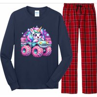 Funny Retro Cute Unicorn Monster Truck Long Sleeve Pajama Set