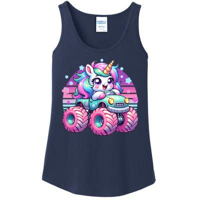 Funny Retro Cute Unicorn Monster Truck Ladies Essential Tank