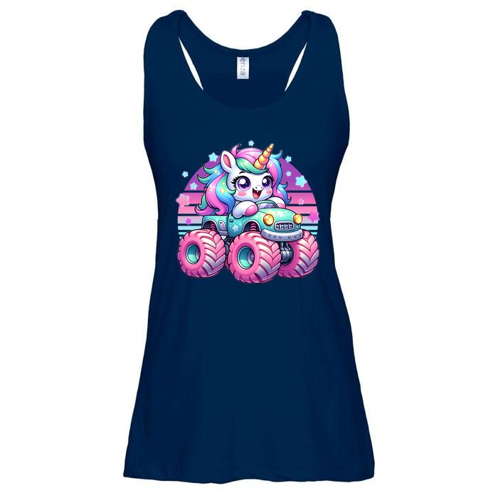 Funny Retro Cute Unicorn Monster Truck Ladies Essential Flowy Tank