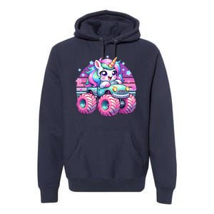 Funny Retro Cute Unicorn Monster Truck Premium Hoodie