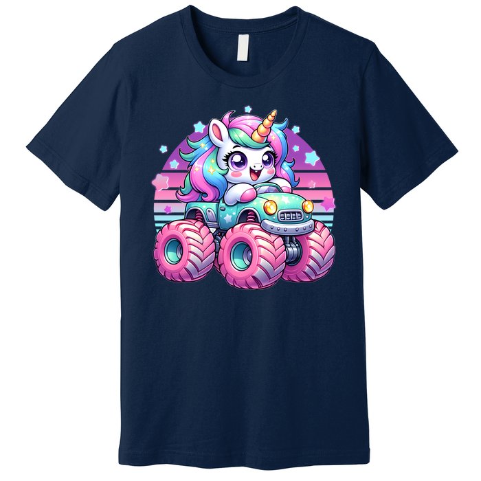 Funny Retro Cute Unicorn Monster Truck Premium T-Shirt