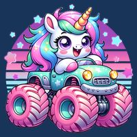 Funny Retro Cute Unicorn Monster Truck Premium T-Shirt