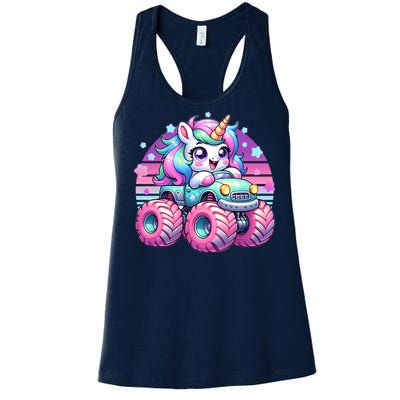 Funny Retro Cute Unicorn Monster Truck Women's Racerback Tank