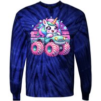 Funny Retro Cute Unicorn Monster Truck Tie-Dye Long Sleeve Shirt