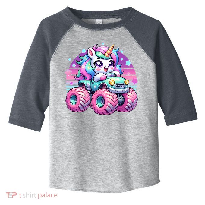 Funny Retro Cute Unicorn Monster Truck Toddler Fine Jersey T-Shirt
