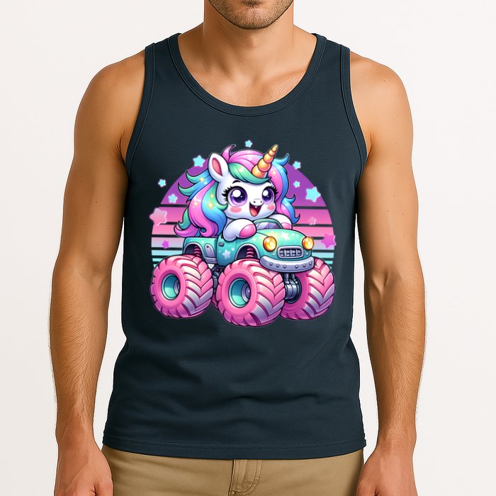 Funny Retro Cute Unicorn Monster Truck Tank Top