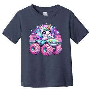 Funny Retro Cute Unicorn Monster Truck Toddler T-Shirt