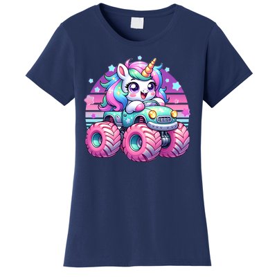 Funny Retro Cute Unicorn Monster Truck Women's T-Shirt