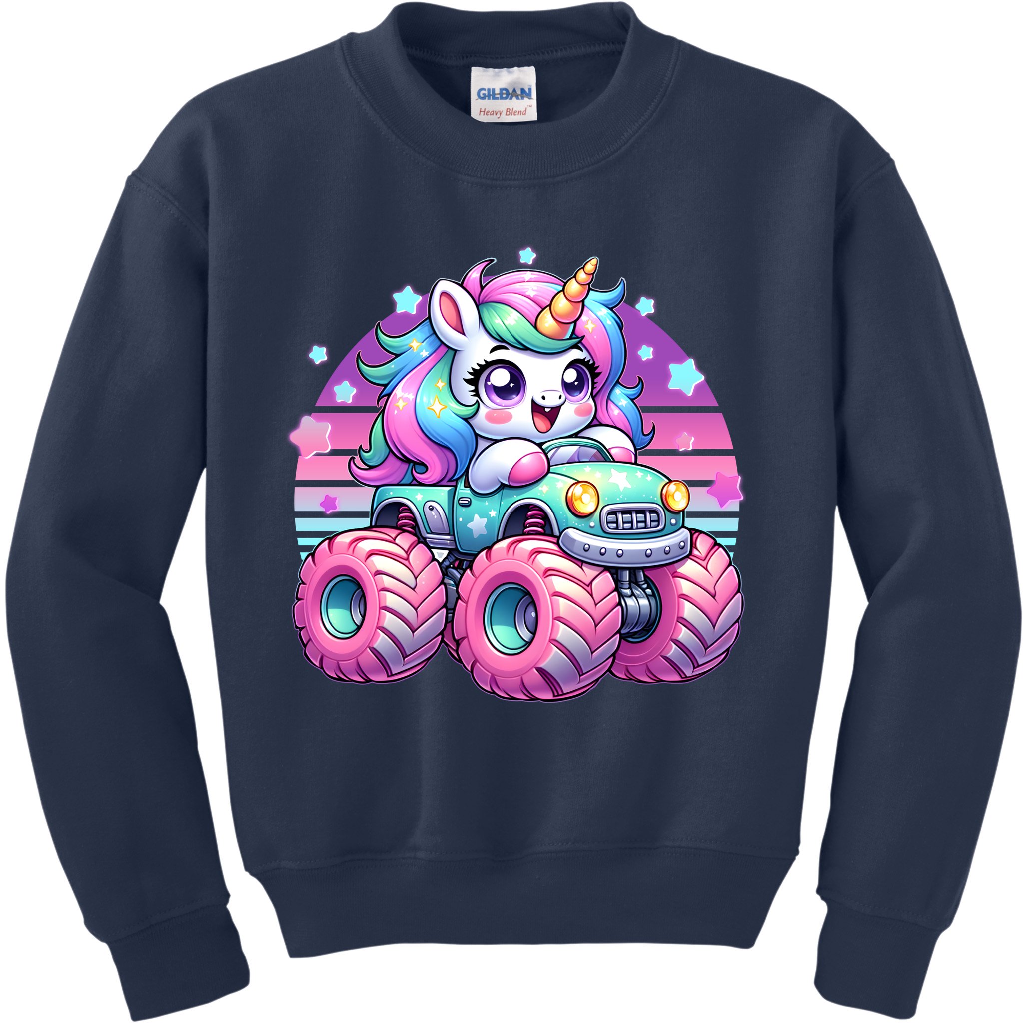 Funny Retro Cute Unicorn Monster Truck Kids Sweatshirt